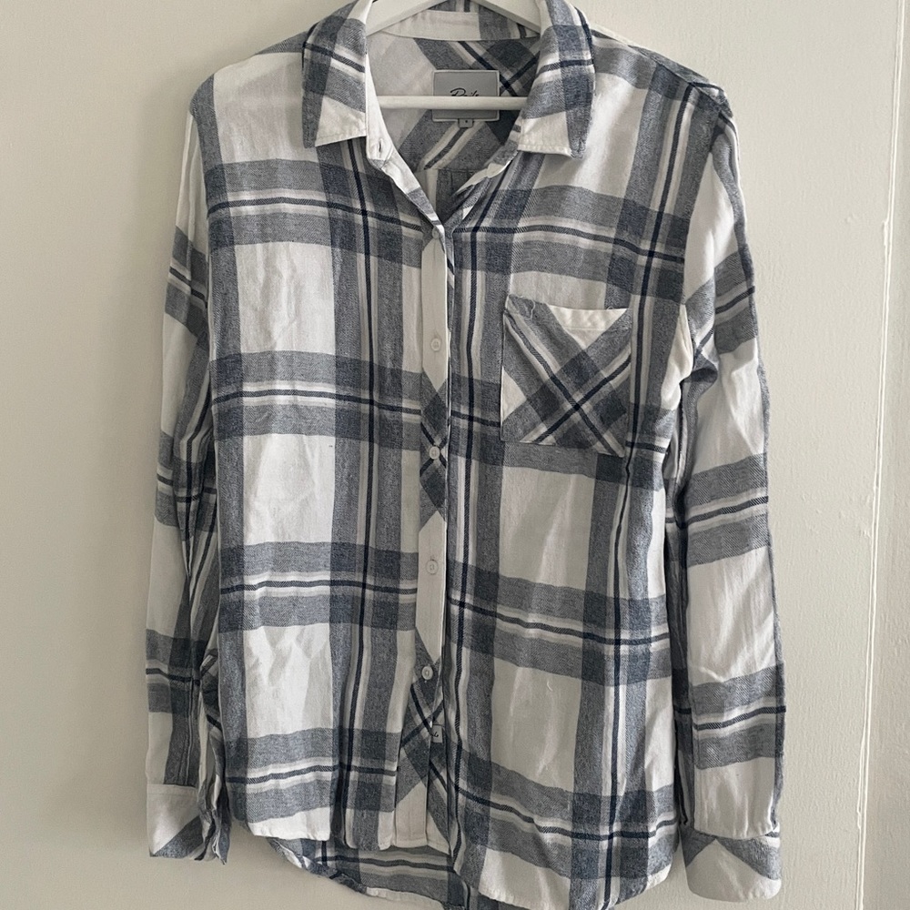 Rails Hunter Shirt Plaid White Blue - Size S
